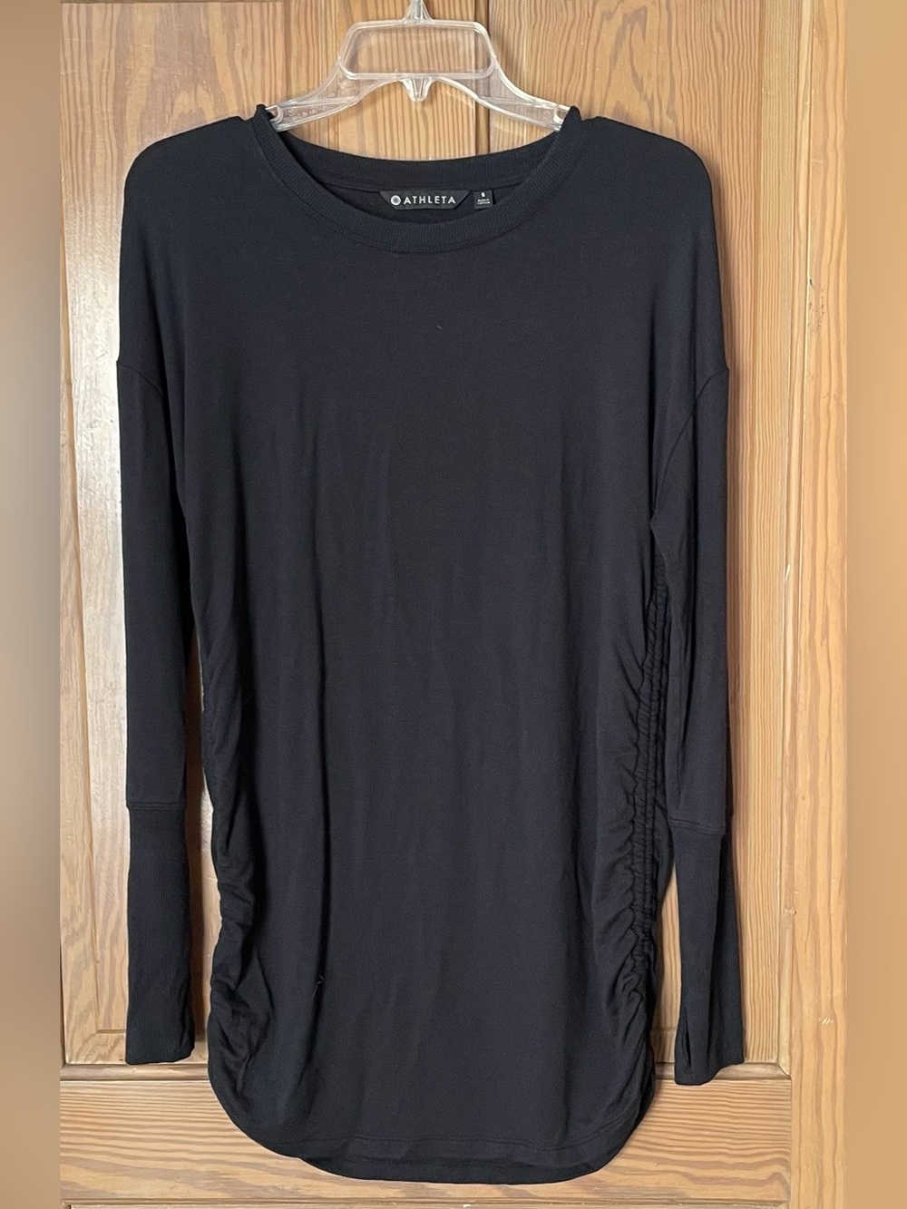 Athleta Drishti Ruched Sweatshirt, Black, Small
